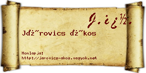 Járovics Ákos névjegykártya